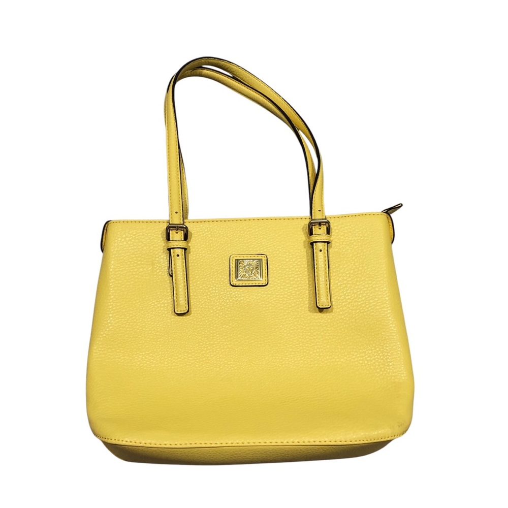 Anne Klein yellow shoulder bag with top zipper closure - Picture 2 of 10